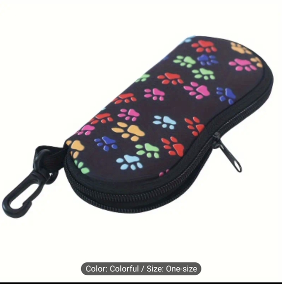 Paw Print Su Glasses Pouch With Lobster Claw - Picture 1 of 6